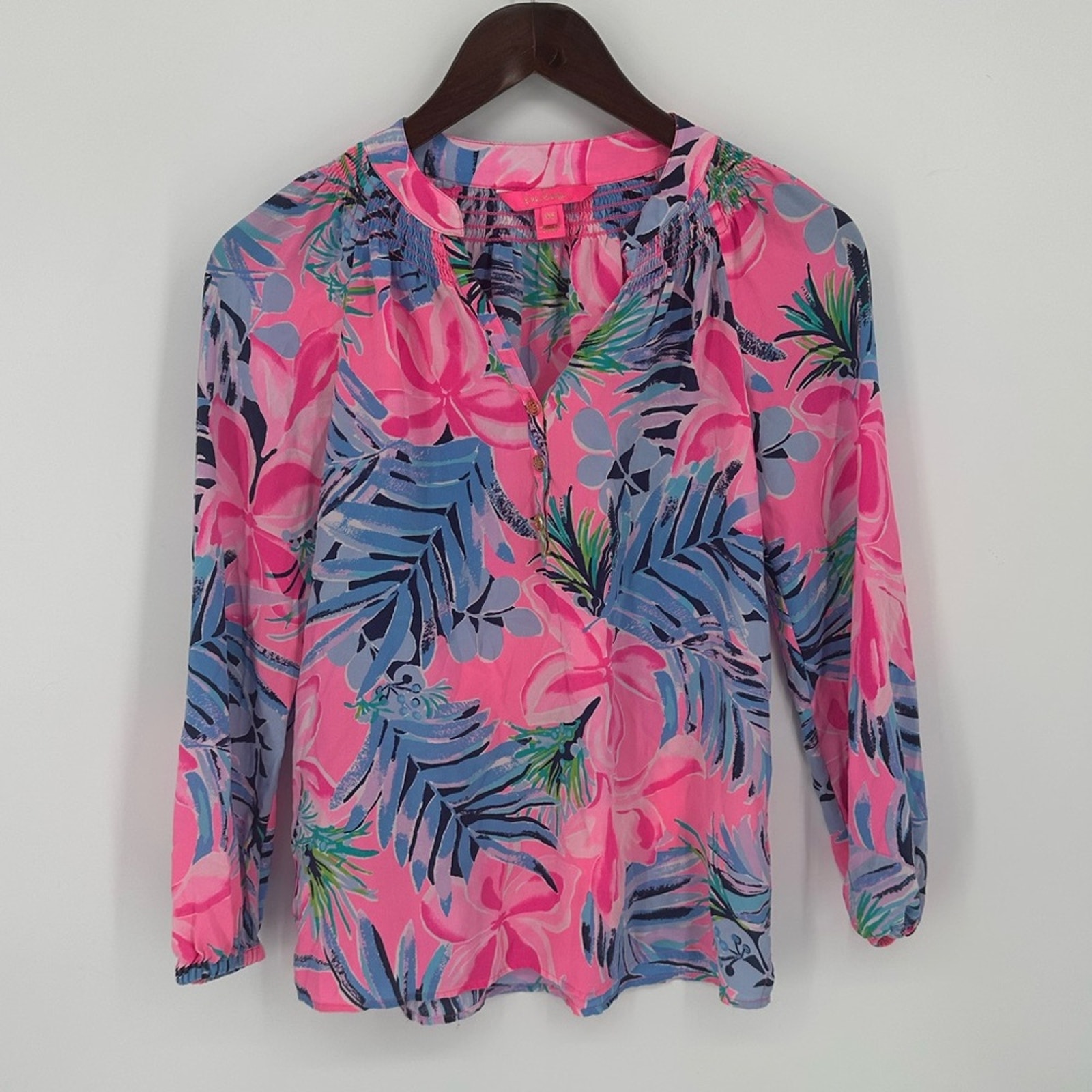 Lilly Pulitzer Elsa Silk Top Cockatoo Pink Pretty In Pink Xxs Preppy Colorful